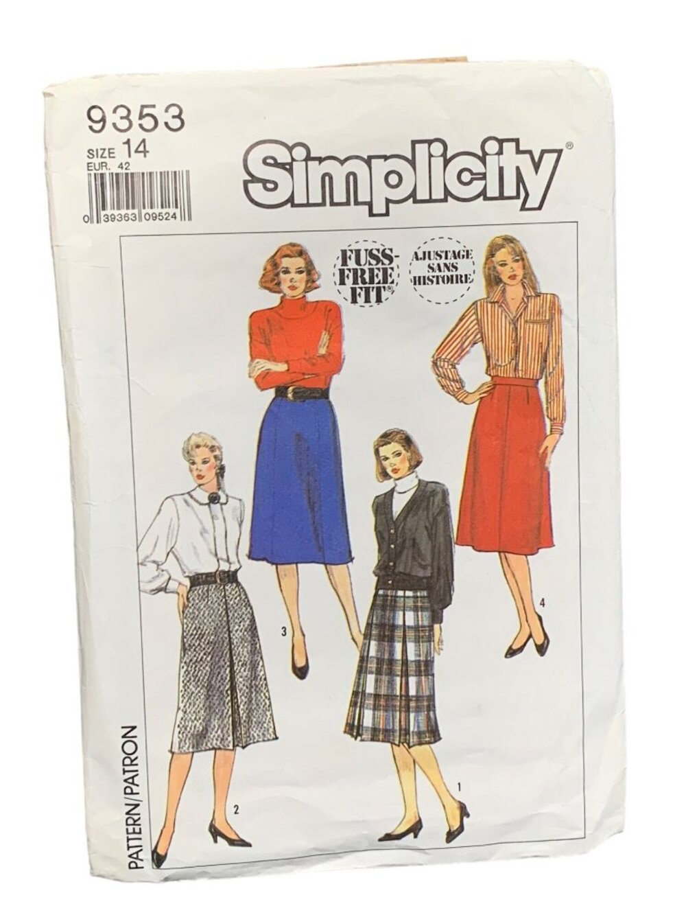 Simplicity 9353 Sewing Pattern Misses Skirt Size 14 80s Fashion